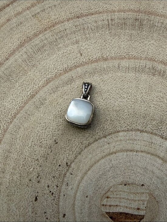 Jewelry - Sterling Silver 925 White Mother-of-Pearl and Turquoise Pendant Pendant Charm
